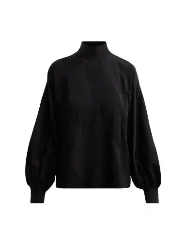 Zimmermann Women's Bias Mock Turtleneck Blouse - Black - Size 8 | Thumbnail 1 Zimmermann Women's Bias Mock Turtleneck Blouse - Black - Size 8 | Thumbnail 1