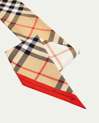 Burberry Skinny Contrast Check Silk Scarf | Thumbnail 2 Burberry Skinny Contrast Check Silk Scarf | Thumbnail 2