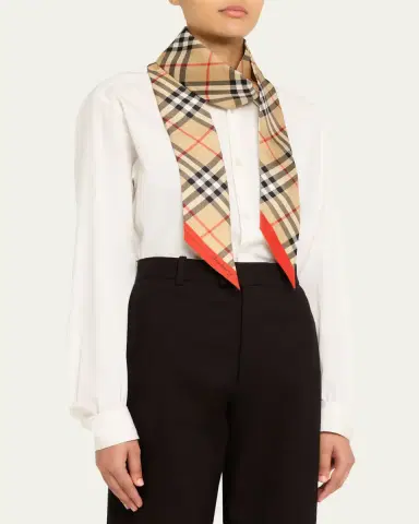 Burberry Skinny Contrast Check Silk Scarf | Thumbnail 3 Burberry Skinny Contrast Check Silk Scarf | Thumbnail 3