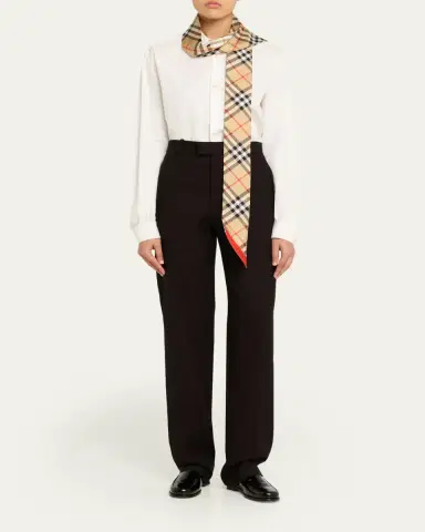 Burberry Skinny Contrast Check Silk Scarf | Thumbnail 4 Burberry Skinny Contrast Check Silk Scarf | Thumbnail 4
