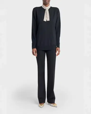 Valentino Garavani Crystal Neck-Scarf Wool Sweater | Thumbnail 2 Valentino Garavani Crystal Neck-Scarf Wool Sweater | Thumbnail 2