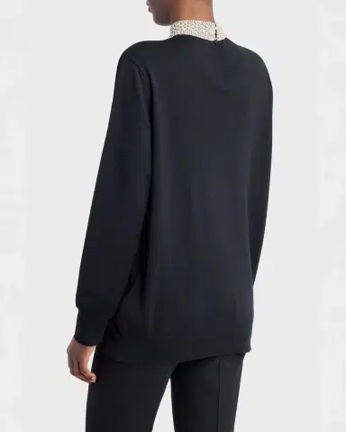 Valentino Garavani Crystal Neck-Scarf Wool Sweater | Thumbnail 3 Valentino Garavani Crystal Neck-Scarf Wool Sweater | Thumbnail 3