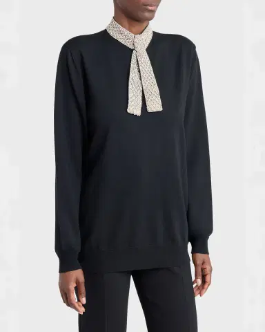 Valentino Garavani Crystal Neck-Scarf Wool Sweater | Thumbnail 4 Valentino Garavani Crystal Neck-Scarf Wool Sweater | Thumbnail 4