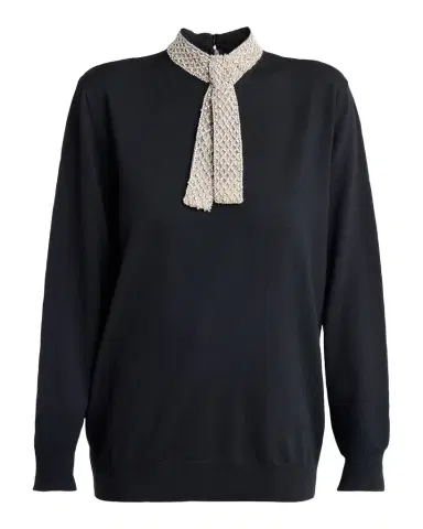 Valentino Garavani Crystal Neck-Scarf Wool Sweater | Thumbnail 1 Valentino Garavani Crystal Neck-Scarf Wool Sweater | Thumbnail 1