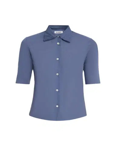 Jil Sander Layered Collar Short-Sleeve Cotton Button-Down Shirt | Thumbnail 1 Jil Sander Layered Collar Short-Sleeve Cotton Button-Down Shirt | Thumbnail 1