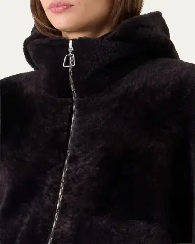 Akris Dino Reversible Lamb Shearling Zip Jacket With Detachable Hood | Thumbnail 5 Akris Dino Reversible Lamb Shearling Zip Jacket With Detachable Hood | Thumbnail 5
