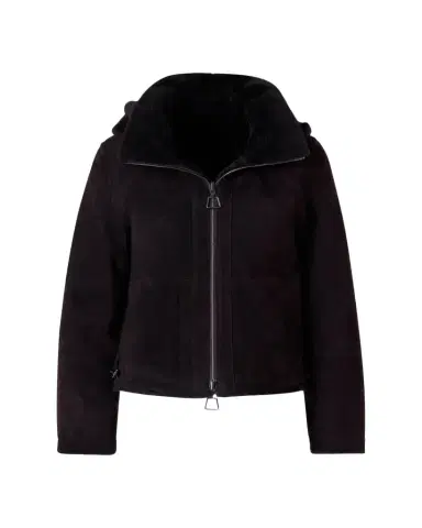 Akris Dino Reversible Lamb Shearling Zip Jacket With Detachable Hood | Thumbnail 1 Akris Dino Reversible Lamb Shearling Zip Jacket With Detachable Hood | Thumbnail 1