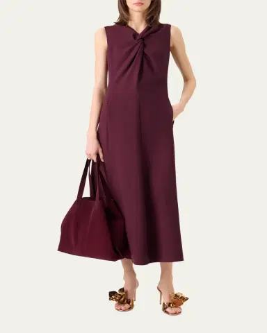 Akris Sleeveless Twisted Knot Wool Double-Face Midi Dress | Thumbnail 2 Akris Sleeveless Twisted Knot Wool Double-Face Midi Dress | Thumbnail 2