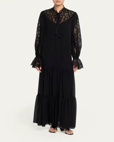 Kobi Halperin Skye Tiered Lace-Inset Maxi Dress | Thumbnail 2 Kobi Halperin Skye Tiered Lace-Inset Maxi Dress | Thumbnail 2