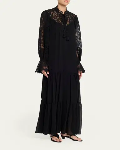 Kobi Halperin Skye Tiered Lace-Inset Maxi Dress | Thumbnail 4 Kobi Halperin Skye Tiered Lace-Inset Maxi Dress | Thumbnail 4