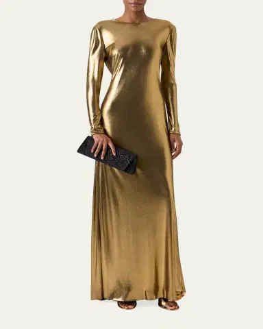 Akris Lurex Viscose Long-Sleeve Gown | Thumbnail 2 Akris Lurex Viscose Long-Sleeve Gown | Thumbnail 2