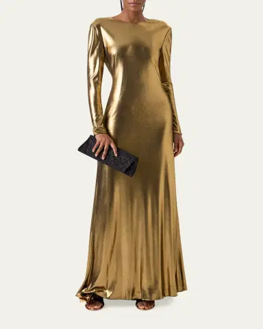 Akris Lurex Viscose Long-Sleeve Gown | Thumbnail 4 Akris Lurex Viscose Long-Sleeve Gown | Thumbnail 4