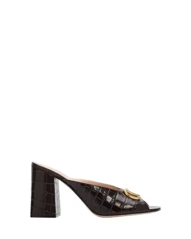 Valentino Garavani 95mm VLogo Croc-Embossed Leather Mules | Thumbnail 1 Valentino Garavani 95mm VLogo Croc-Embossed Leather Mules | Thumbnail 1