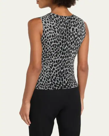 Nili Lotan Nessa Cheetah Cashmere Sweater Tank | Thumbnail 3 Nili Lotan Nessa Cheetah Cashmere Sweater Tank | Thumbnail 3
