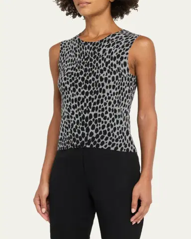 Nili Lotan Nessa Cheetah Cashmere Sweater Tank | Thumbnail 4 Nili Lotan Nessa Cheetah Cashmere Sweater Tank | Thumbnail 4