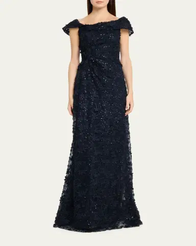 Rickie Freeman for Teri Jon Asymmetric Sequin Lace Gown | Thumbnail 2 Rickie Freeman for Teri Jon Asymmetric Sequin Lace Gown | Thumbnail 2