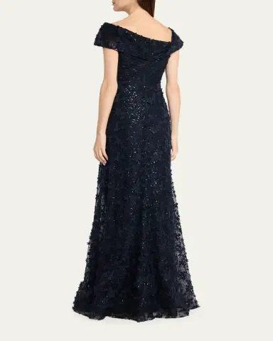 Rickie Freeman for Teri Jon Asymmetric Sequin Lace Gown | Thumbnail 3 Rickie Freeman for Teri Jon Asymmetric Sequin Lace Gown | Thumbnail 3
