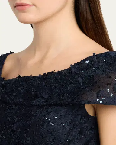 Rickie Freeman for Teri Jon Asymmetric Sequin Lace Gown | Thumbnail 5 Rickie Freeman for Teri Jon Asymmetric Sequin Lace Gown | Thumbnail 5
