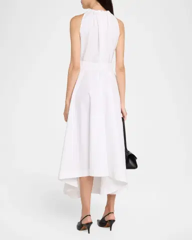 Givenchy Sleeveless Gathered Asymmetric Cotton Midi Dress | Thumbnail 3 Givenchy Sleeveless Gathered Asymmetric Cotton Midi Dress | Thumbnail 3