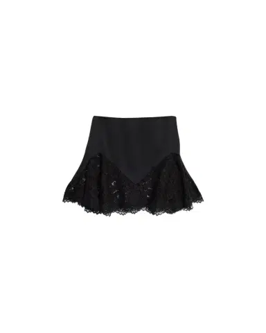 Stella McCartney Lace-Trim Satin Mini Skirt | Thumbnail 1 Stella McCartney Lace-Trim Satin Mini Skirt | Thumbnail 1