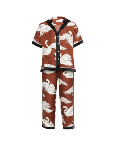 Olivia von Halle Tilda Ines Swan-Print Silk Twill Pajama Set | Thumbnail 1 Olivia von Halle Tilda Ines Swan-Print Silk Twill Pajama Set | Thumbnail 1