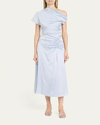 Simkhai Joanna Asymmetric Satin Midi Dress | Thumbnail 2 Simkhai Joanna Asymmetric Satin Midi Dress | Thumbnail 2
