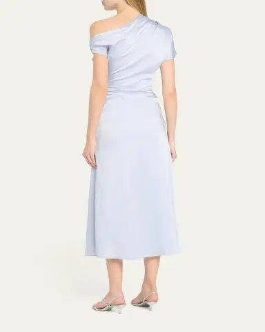 Simkhai Joanna Asymmetric Satin Midi Dress | Thumbnail 3 Simkhai Joanna Asymmetric Satin Midi Dress | Thumbnail 3