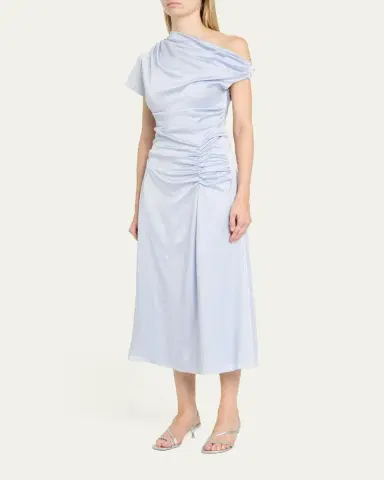 Simkhai Joanna Asymmetric Satin Midi Dress | Thumbnail 4 Simkhai Joanna Asymmetric Satin Midi Dress | Thumbnail 4