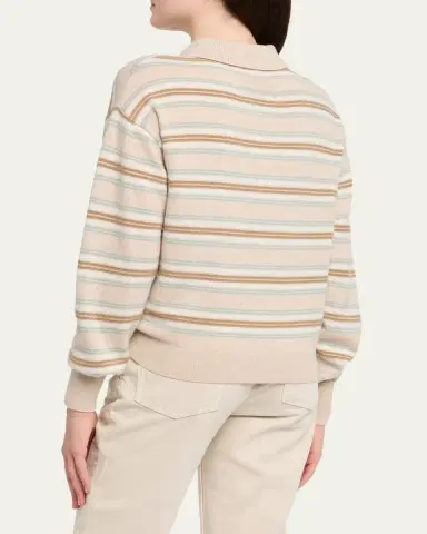 Guest In Residence Collegiate Stripe Cashmere Polo | Thumbnail 3 Guest In Residence Collegiate Stripe Cashmere Polo | Thumbnail 3
