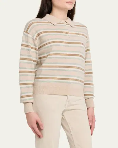 Guest In Residence Collegiate Stripe Cashmere Polo | Thumbnail 4 Guest In Residence Collegiate Stripe Cashmere Polo | Thumbnail 4