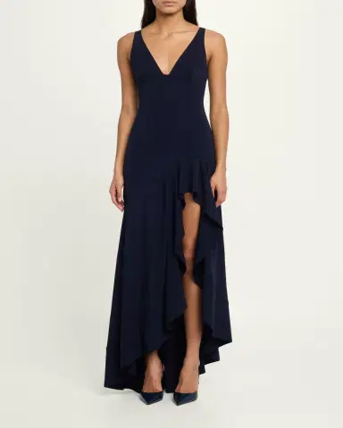 Stella McCartney Sleeveless V-Neck Frill Slit Maxi Dress | Thumbnail 2 Stella McCartney Sleeveless V-Neck Frill Slit Maxi Dress | Thumbnail 2