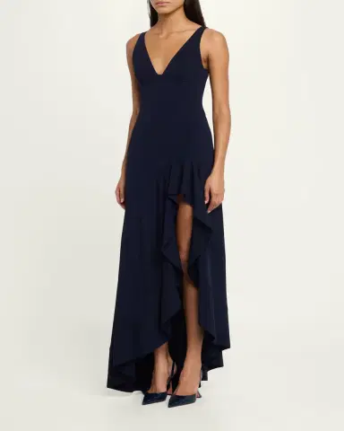 Stella McCartney Sleeveless V-Neck Frill Slit Maxi Dress | Thumbnail 4 Stella McCartney Sleeveless V-Neck Frill Slit Maxi Dress | Thumbnail 4
