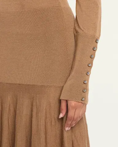 Rabanne Turtleneck Wool-Silk Knit Drop-Waist Maxi Dress | Thumbnail 5 Rabanne Turtleneck Wool-Silk Knit Drop-Waist Maxi Dress | Thumbnail 5