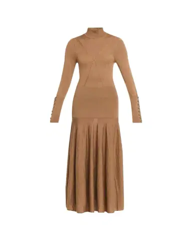 Rabanne Turtleneck Wool-Silk Knit Drop-Waist Maxi Dress | Thumbnail 1 Rabanne Turtleneck Wool-Silk Knit Drop-Waist Maxi Dress | Thumbnail 1