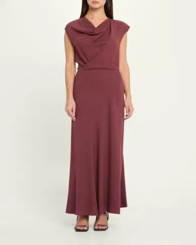 Brunello Cucinelli Fluid Wool Twill Cowl-Neck Dress | Thumbnail 2 Brunello Cucinelli Fluid Wool Twill Cowl-Neck Dress | Thumbnail 2