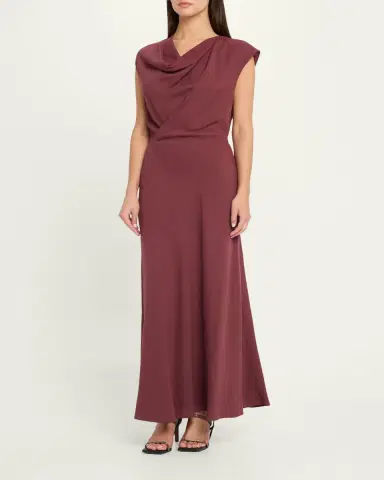 Brunello Cucinelli Fluid Wool Twill Cowl-Neck Dress | Thumbnail 4 Brunello Cucinelli Fluid Wool Twill Cowl-Neck Dress | Thumbnail 4