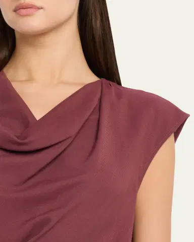 Brunello Cucinelli Fluid Wool Twill Cowl-Neck Dress | Thumbnail 5 Brunello Cucinelli Fluid Wool Twill Cowl-Neck Dress | Thumbnail 5