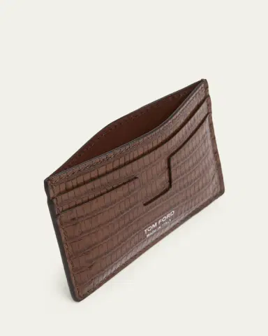 Tom Ford Men's T Line Croc-Effect Leather Card Holder | Thumbnail 3 Tom Ford Men's T Line Croc-Effect Leather Card Holder | Thumbnail 3