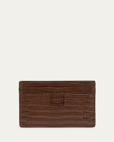 Tom Ford Men's T Line Croc-Effect Leather Card Holder | Thumbnail 4 Tom Ford Men's T Line Croc-Effect Leather Card Holder | Thumbnail 4