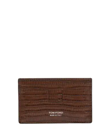 Tom Ford Men's T Line Croc-Effect Leather Card Holder | Thumbnail 1 Tom Ford Men's T Line Croc-Effect Leather Card Holder | Thumbnail 1