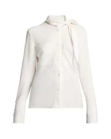 Courrèges Satin Scarf Collar Long Sleeve Blouse | Thumbnail 1 Courrèges Satin Scarf Collar Long Sleeve Blouse | Thumbnail 1