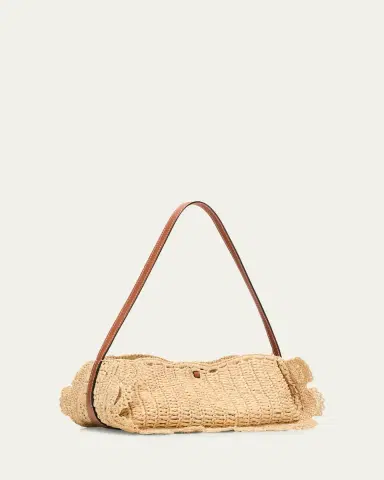 Ulla Johnson Marina Raffia Scalloped Leather-Trim Shoulder Bag | Thumbnail 3 Ulla Johnson Marina Raffia Scalloped Leather-Trim Shoulder Bag | Thumbnail 3