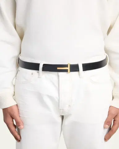 Tom Ford Men's Croc-Effect Leather T-Buckle Belt | Thumbnail 2 Tom Ford Men's Croc-Effect Leather T-Buckle Belt | Thumbnail 2
