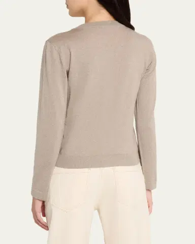 Brunello Cucinelli Cashmere Lurex Crewneck Cardigan | Thumbnail 3 Brunello Cucinelli Cashmere Lurex Crewneck Cardigan | Thumbnail 3