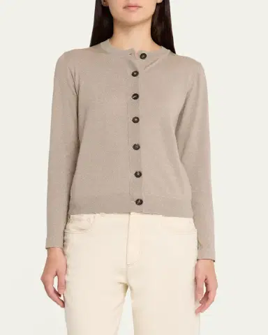 Brunello Cucinelli Cashmere Lurex Crewneck Cardigan | Thumbnail 4 Brunello Cucinelli Cashmere Lurex Crewneck Cardigan | Thumbnail 4