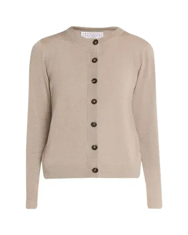 Brunello Cucinelli Cashmere Lurex Crewneck Cardigan | Thumbnail 1 Brunello Cucinelli Cashmere Lurex Crewneck Cardigan | Thumbnail 1