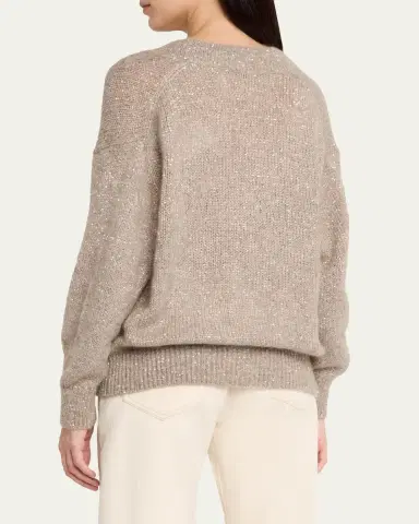 Brunello Cucinelli Winter Glow Paillette Mohair V-Neck Sweater | Thumbnail 3 Brunello Cucinelli Winter Glow Paillette Mohair V-Neck Sweater | Thumbnail 3