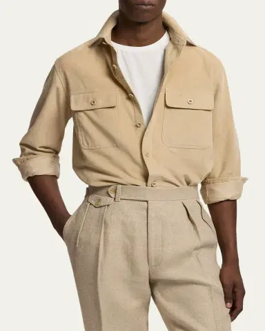 Ralph Lauren Purple Label Men's Sea Island Corduroy Button-Down Shirt | Thumbnail 4 Ralph Lauren Purple Label Men's Sea Island Corduroy Button-Down Shirt | Thumbnail 4