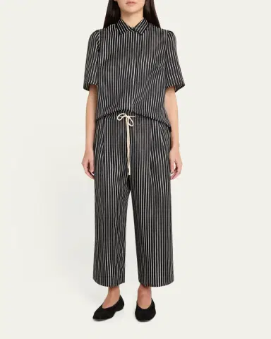 Maria McManus Striped Satin Bell Sleeve Button-Down Blouse | Thumbnail 2 Maria McManus Striped Satin Bell Sleeve Button-Down Blouse | Thumbnail 2