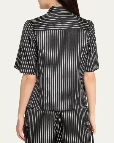 Maria McManus Striped Satin Bell Sleeve Button-Down Blouse | Thumbnail 3 Maria McManus Striped Satin Bell Sleeve Button-Down Blouse | Thumbnail 3